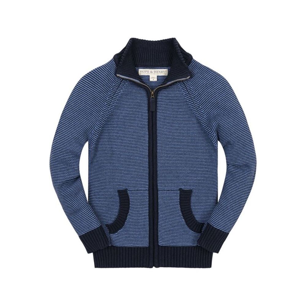 Hope & Henry Boys Organic Full Zip Mock Neck Sweater